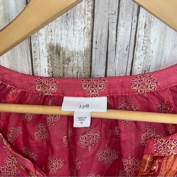 J. Jill Strawberry Boho Printed Voile Floral Button Down - Picture 5 of 6